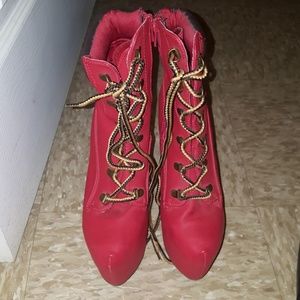Red Lace Up booties